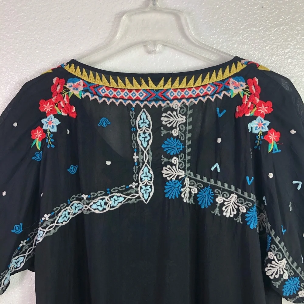 Johnny Was Black Tunic with Colorful Embroidery-SO PRETTY! - Picture 5 of 8